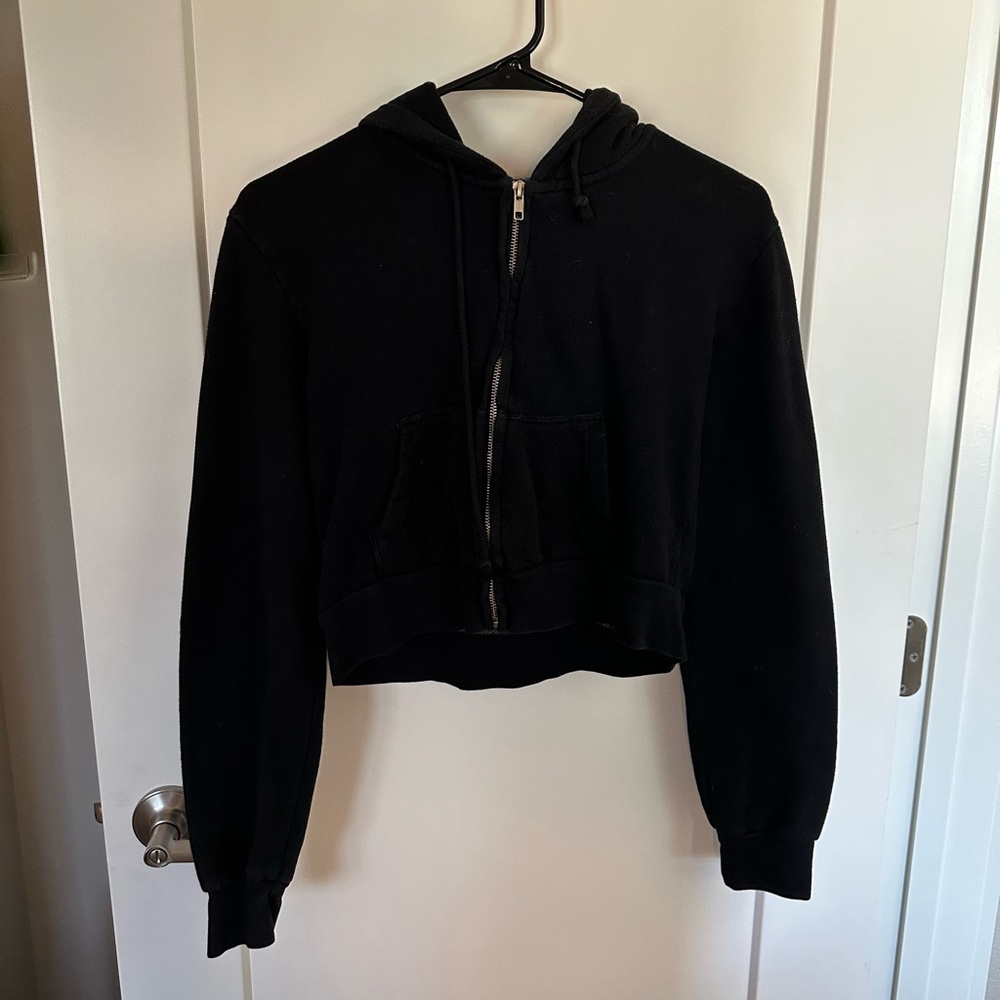 Brandy Melville Black Cropped Zip Up